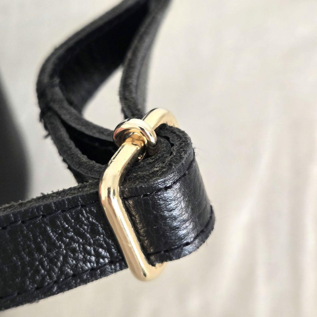 状態良・【OUR】アワーホーム ショルダーバッグ レザー 黒 バケツ型