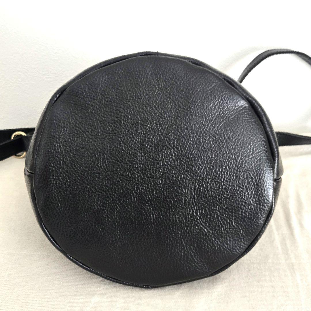 状態良・【OUR】アワーホーム ショルダーバッグ レザー 黒 バケツ型