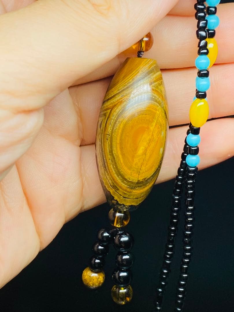 ニ龍眼天珠 蒙天珠 天珠 長寿自然　栄達栄進　自然に作られた老天珠 老鉱天珠