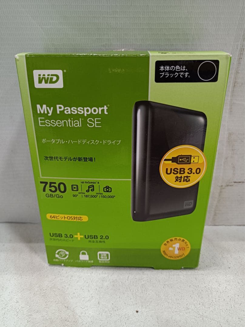 八6445【未使用品】WD ポータブルハードドライブ 750GB