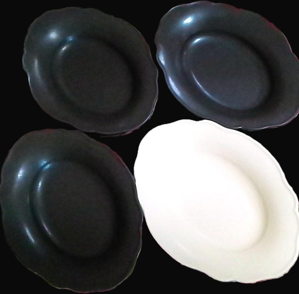 awabi ware 4点（黒3白1）カレー皿 あわびウェア 雲形