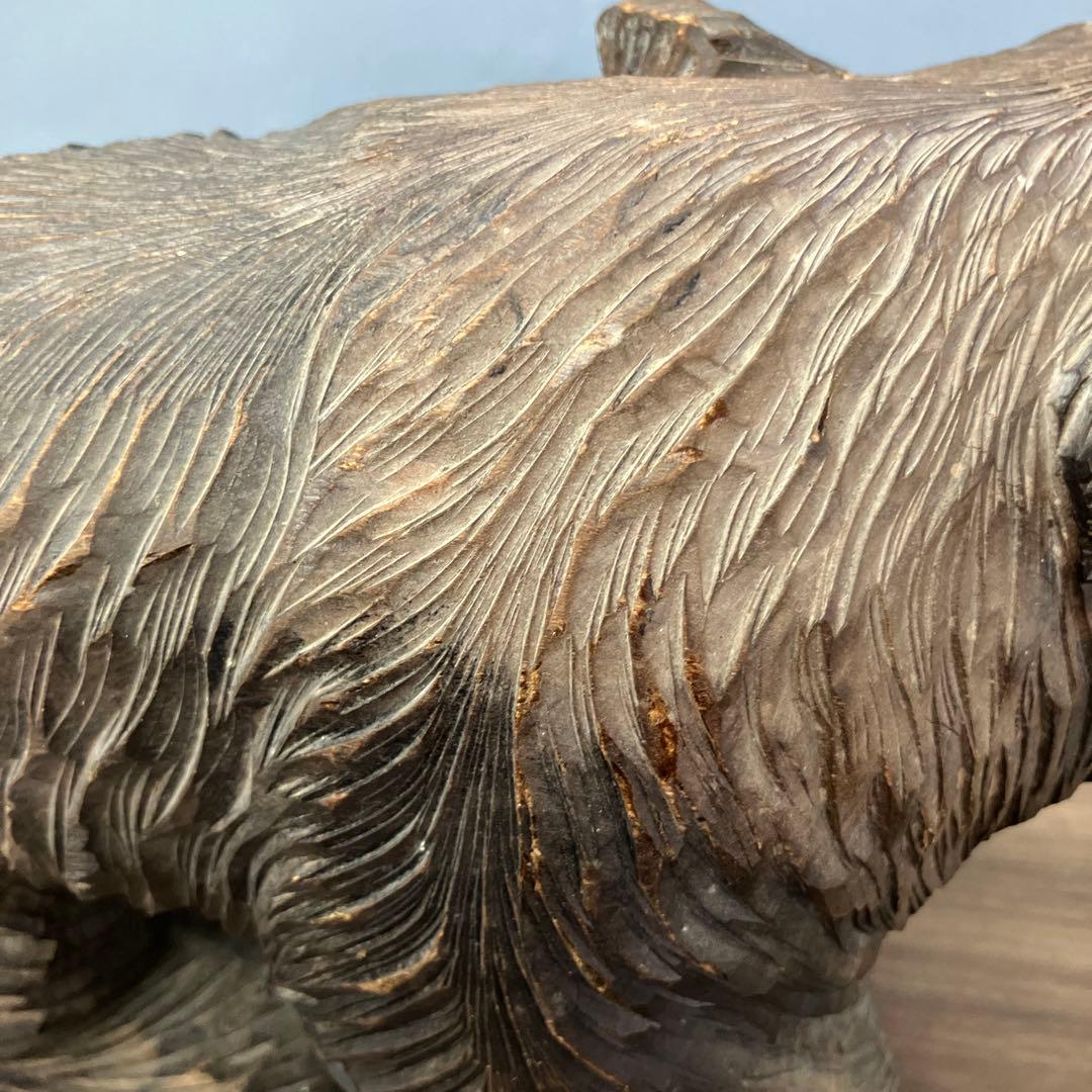 E-4 木彫りの熊 置物 北海道 民芸品 彫刻 木彫り 一刀彫 熊 置物 吠え熊