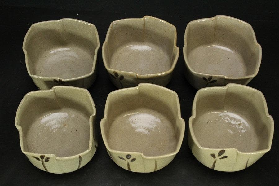 十二代 中里太郎右衛門 作 絵唐津 向付 六客 共箱 未使用(ZE609)