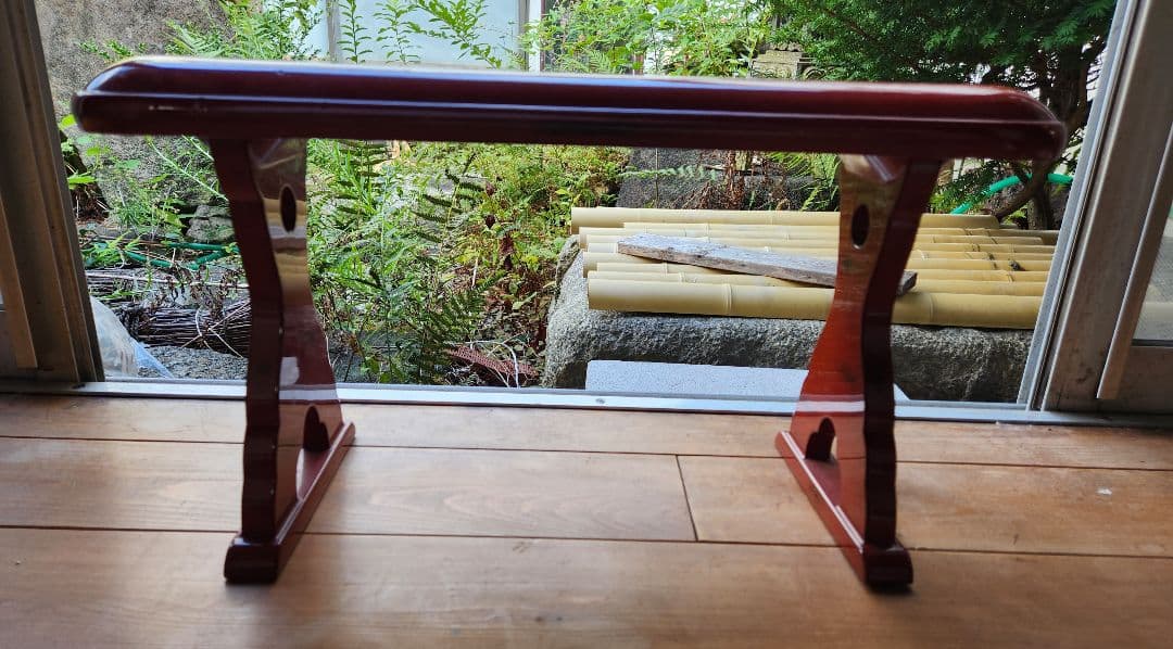 木製漆器 朱塗 根来塗 脇息 肘置き