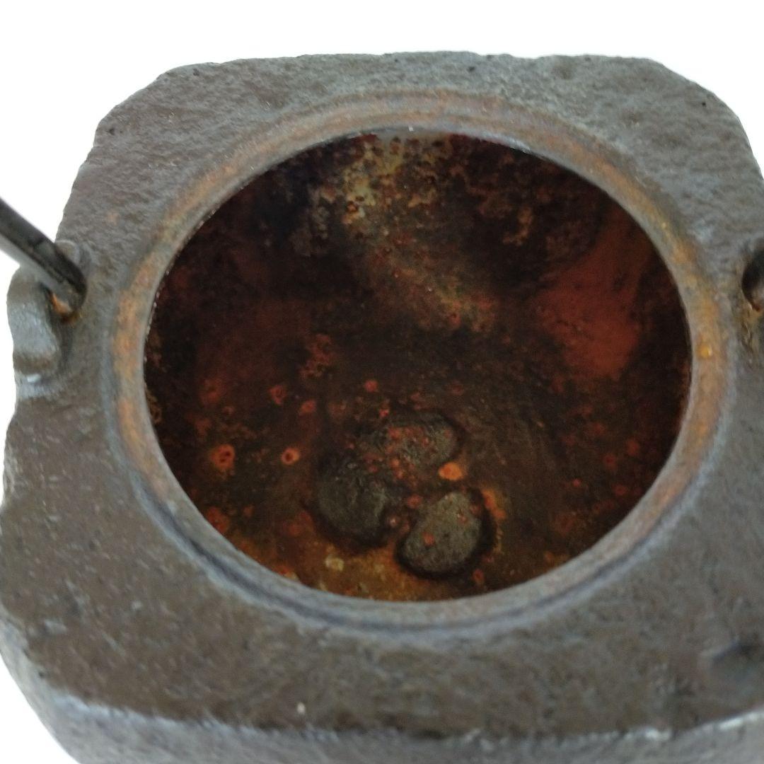 煎茶　鉄瓶　四角い鉄瓶