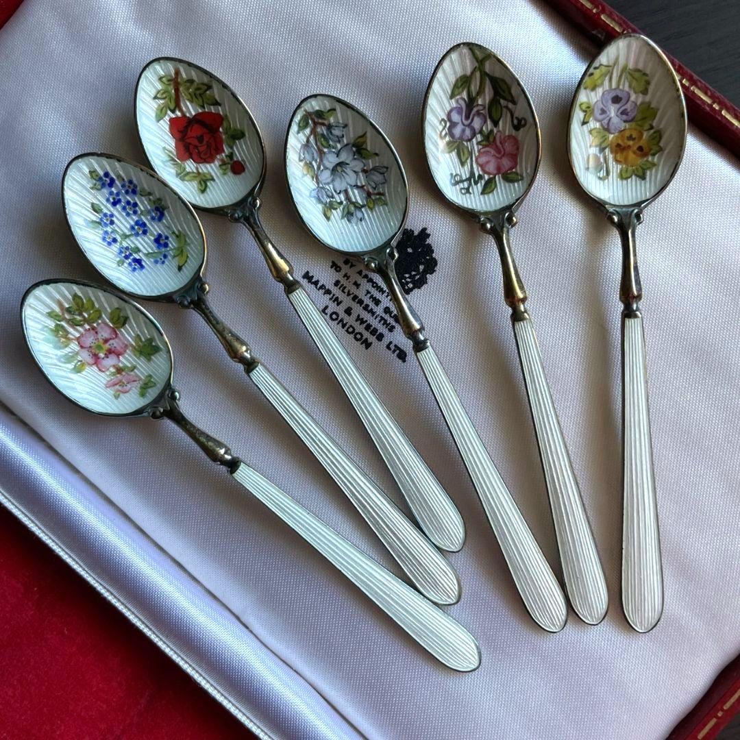 マッピン＆ウェッブ　スターリングシルバー　エナメル　スプーン　6本セット