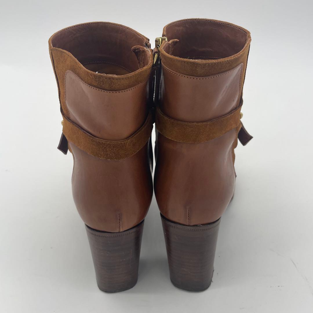 SARTORE ブーツ レザー スエード バックル ヒール 高級 サイドジップ