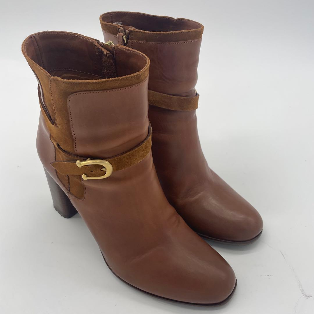 SARTORE ブーツ レザー スエード バックル ヒール 高級 サイドジップ