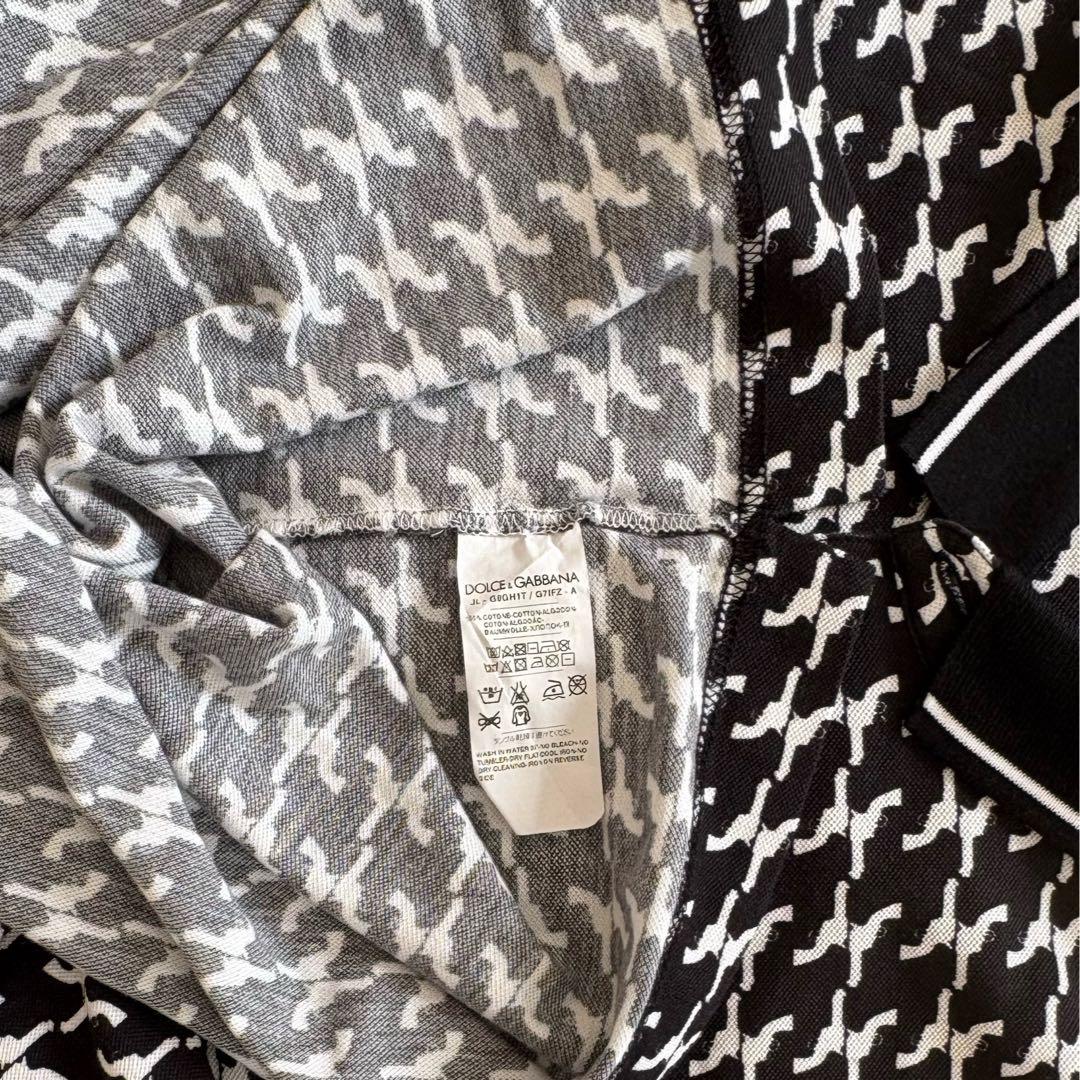 Dolce & Gabbana 総柄半袖ポロシャツ 王冠刺繍