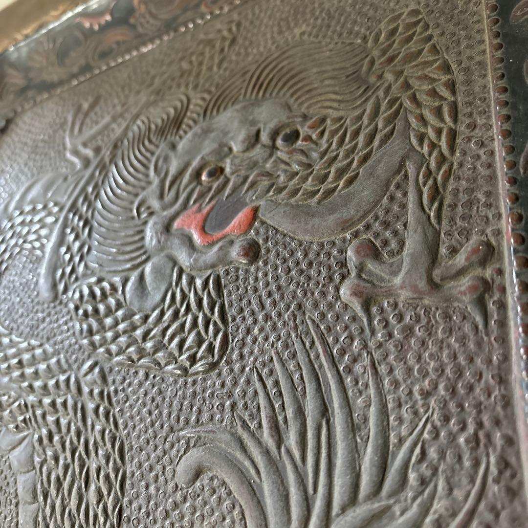 古琉球龍漆器　方盆　江戸時代頃　古美術　古民芸　骨董　アンティーク　古道具　李朝