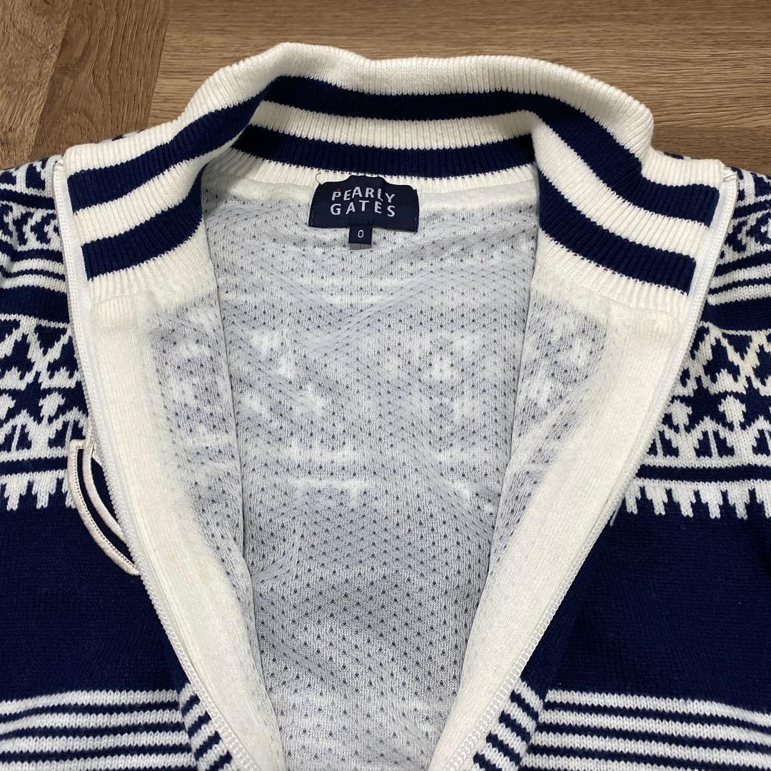 美品♡パーリーゲイツ♡ニットジップジャケット♡ネイビー♡ホワイト♡ボーダー♡S