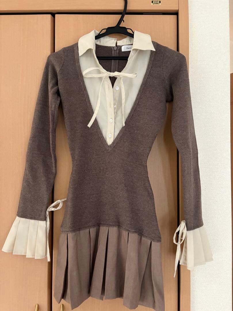 ダーリッチ シャツドッキングプリーツミニワンピース