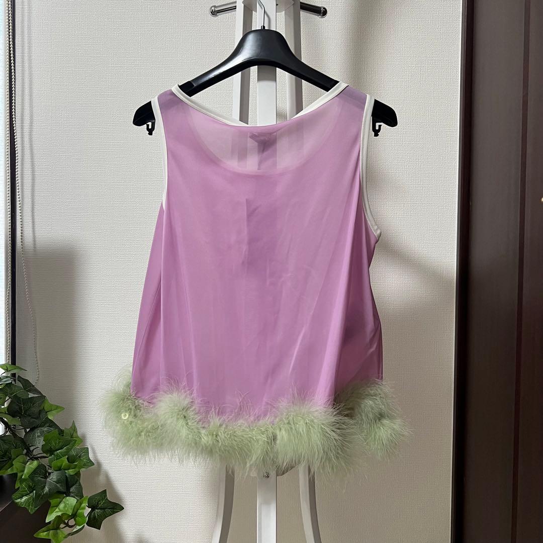 miu miu ファー付きピンクキャミソール ファー 新品 未使用