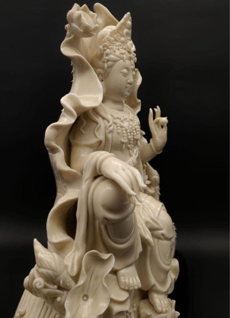 古美術 白磁觀音像 仏像 何朝宗 オブジェ