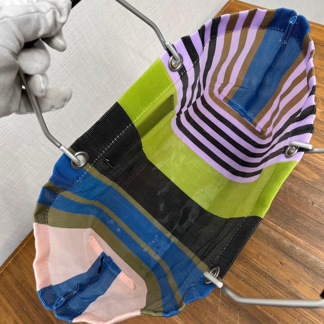MARNI フラワーカフェ ストライプバッグ ミレグリーン マルニマーケット