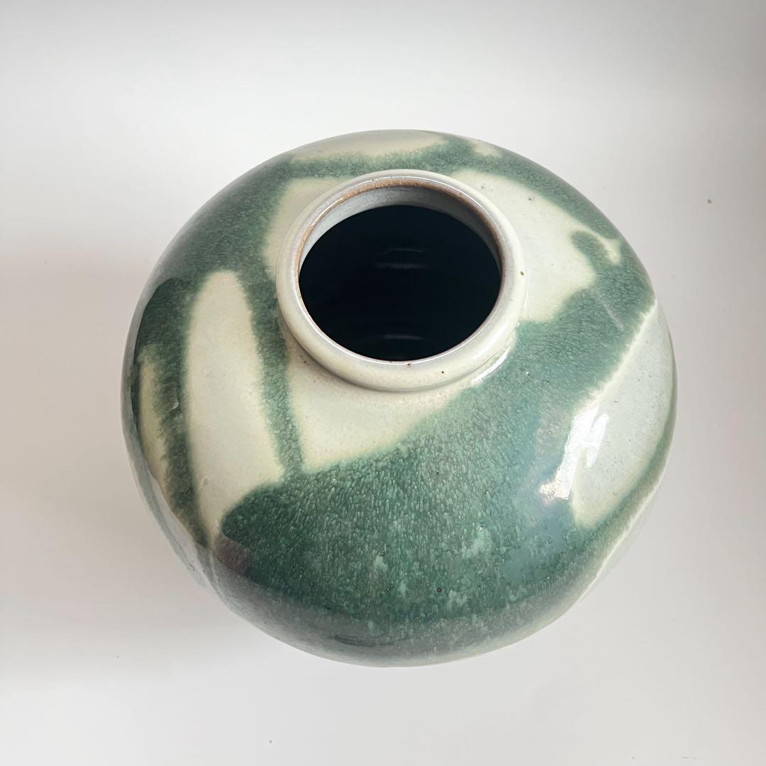 法勝寺焼　松花窯　四代　安藤真澄　花瓶 共箱 陶器 花器 フラワーベース 壺