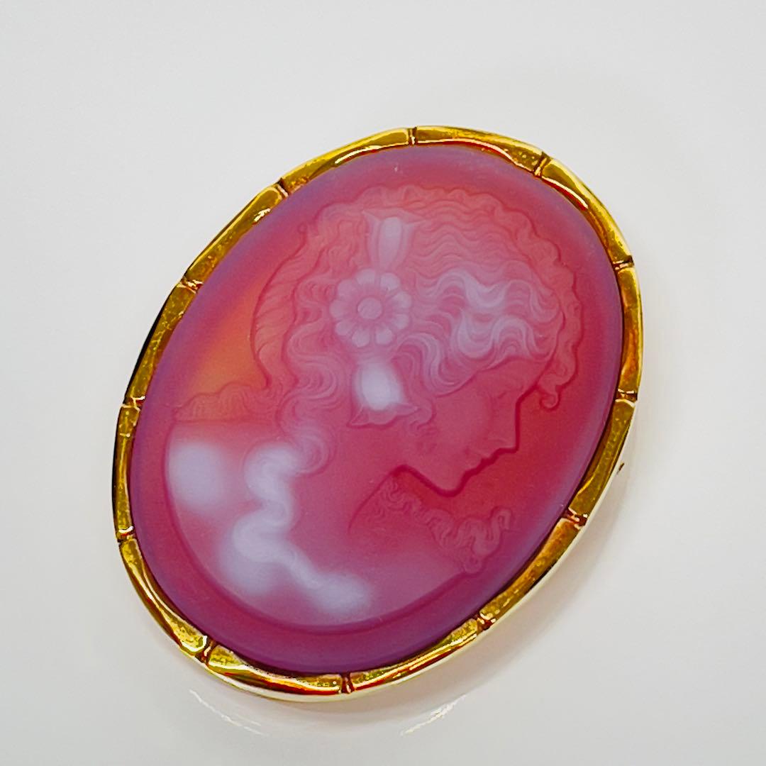 メノウカメオK18ペンダントとブローチ2way