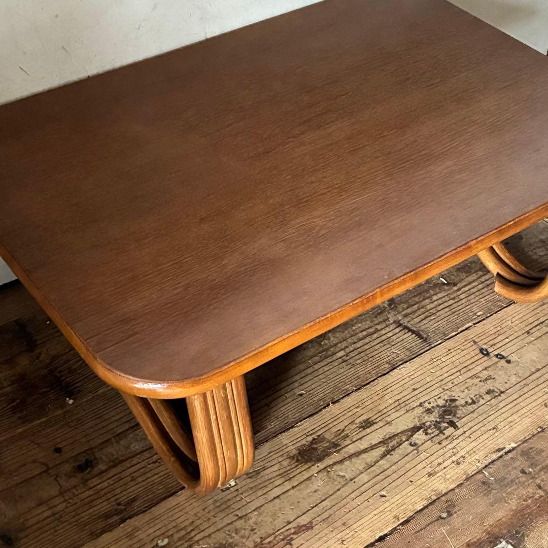 レトロ ヴィンテージ 折り畳み式 センターテーブル ラタン脚