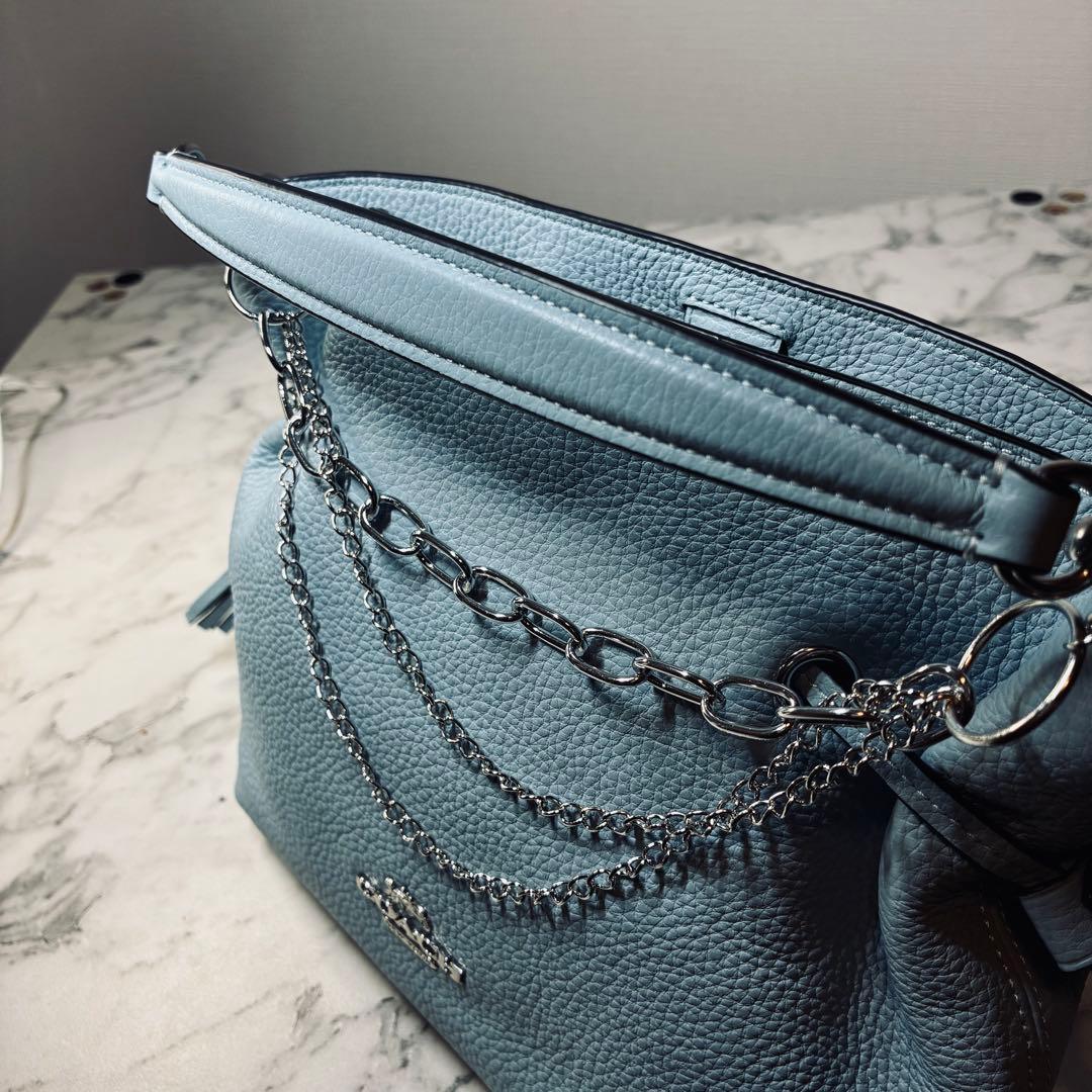【超美品】【COACH】コーチ 2way バッグ ハンドバッグ ライトブルー