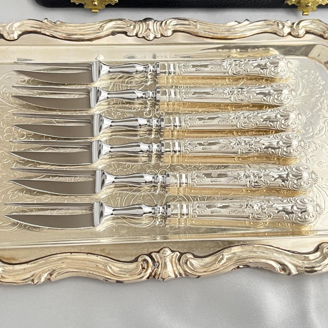 【Harrison Brothers】 【純銀ハンドル】ティーフォーク 6本