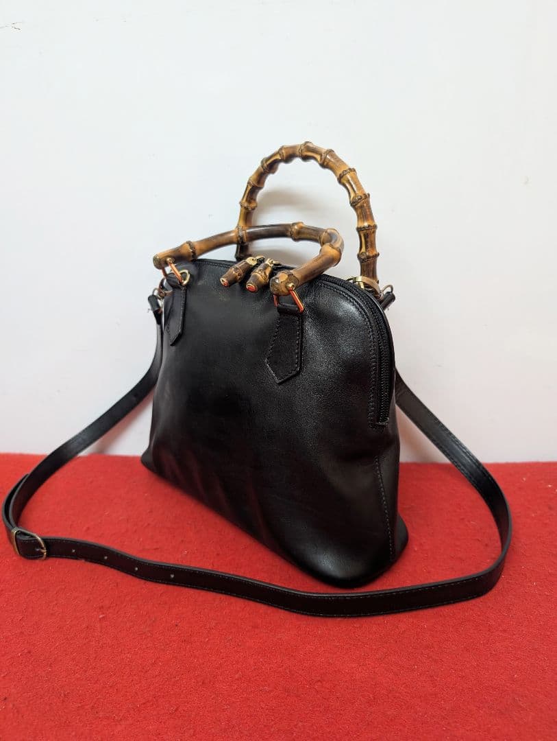 美品 極希少！Gucci バンブー レザーミニハンドバッグ ショルダーバッグ廃盤