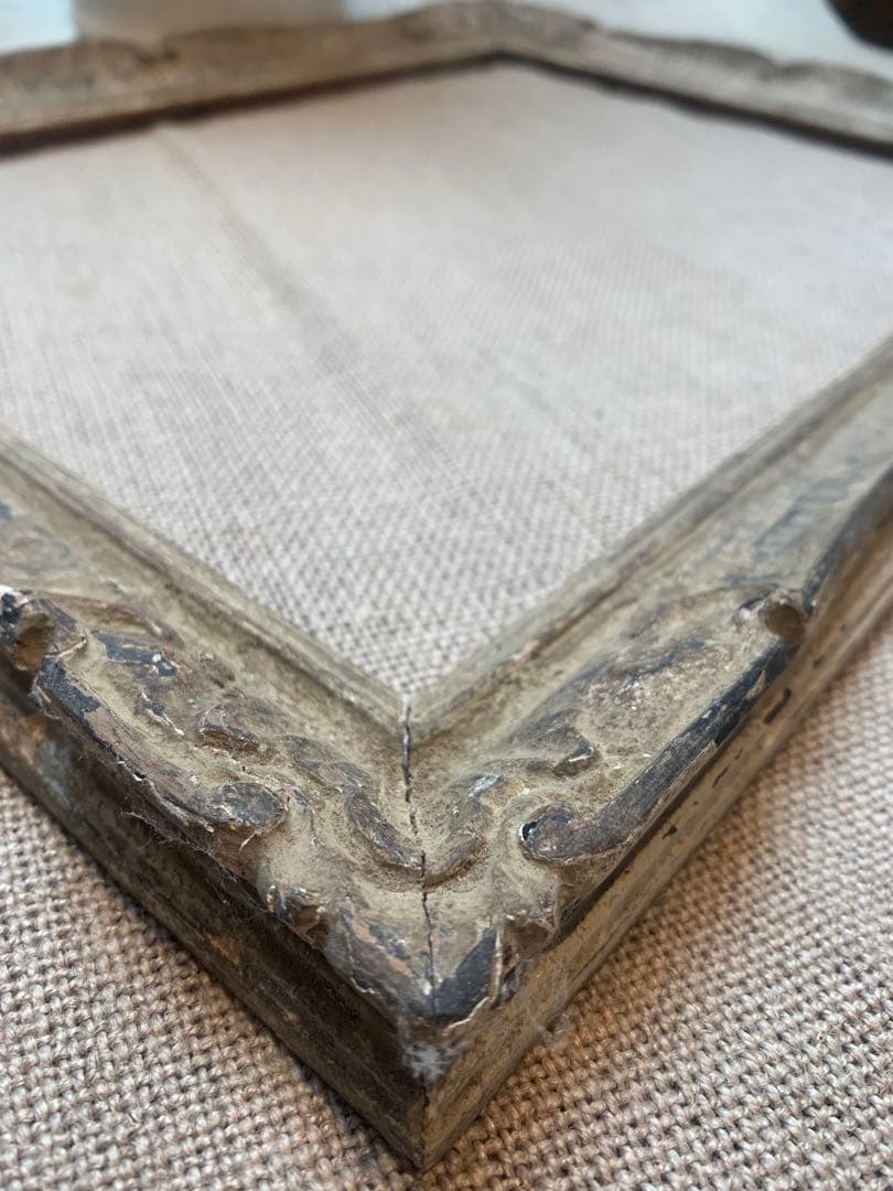 フランス 大型 アンティークフレーム 木彫 額縁 43x34cm