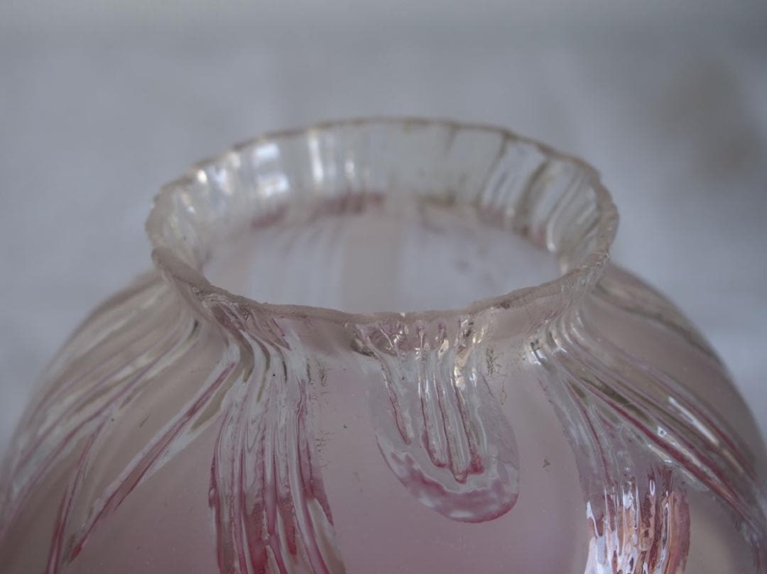 磨りガラス 植物柄 ピンク フリル ランプシェード アールヌーヴォー/K225