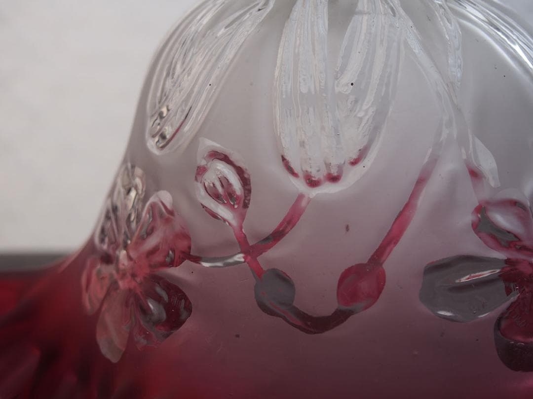 磨りガラス 植物柄 ピンク フリル ランプシェード アールヌーヴォー/K225