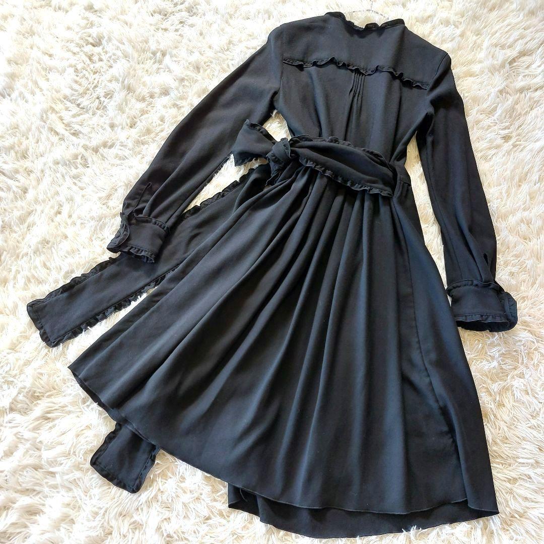 ADORE ワンピース サイズ38 黒 ラップワンピース リボン