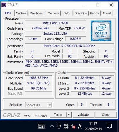 Intel Core i7-9700【動作確認済み】
