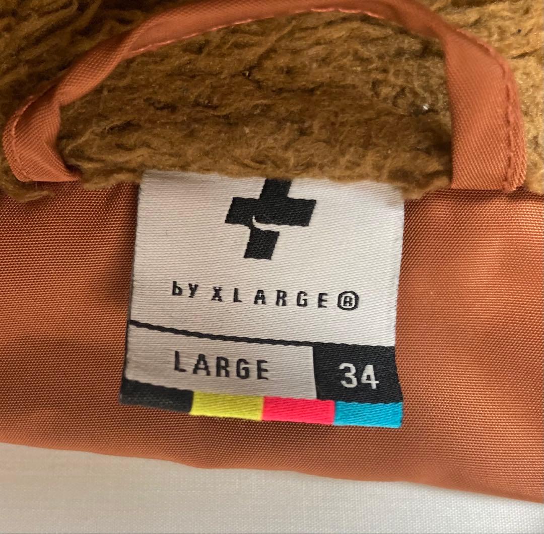 XLARGEギャルヒップビッグプリントくすみオレンジ裏ボアコーチジャケットL