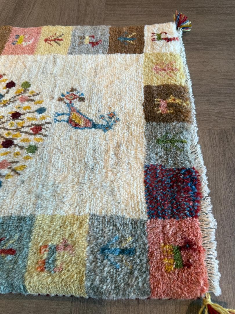 ギャッベ 66x88cm ペルシャ絨毯 手織り ギャベ 玄関マットラグ 絨毯
