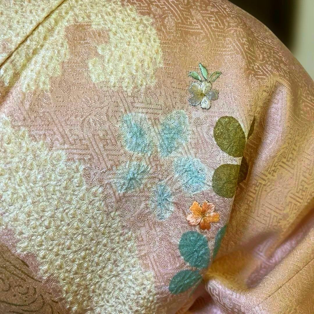 訪問着　絞り　刺繍　しつけあり　身丈165裄66
