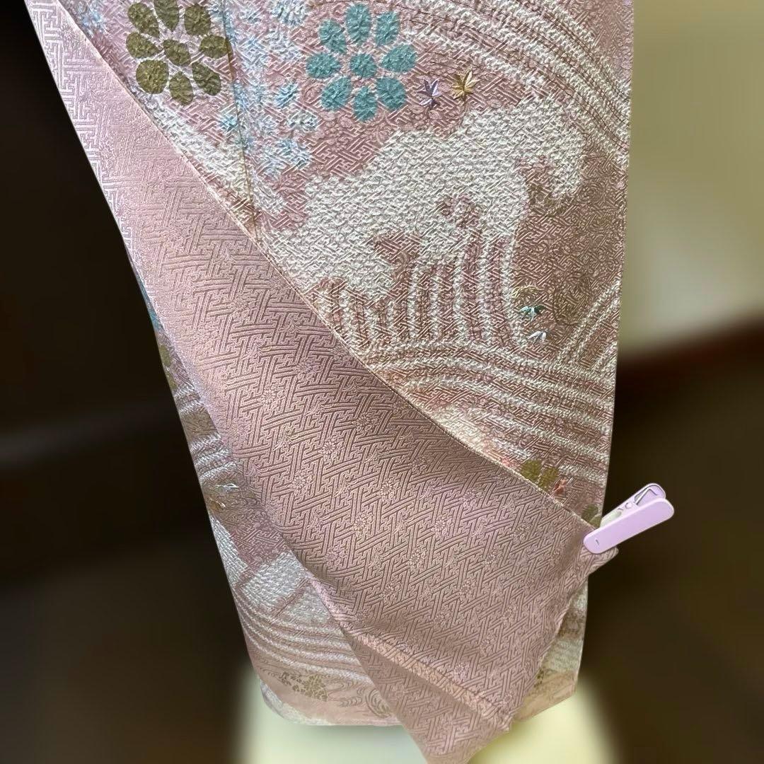 訪問着　絞り　刺繍　しつけあり　身丈165裄66