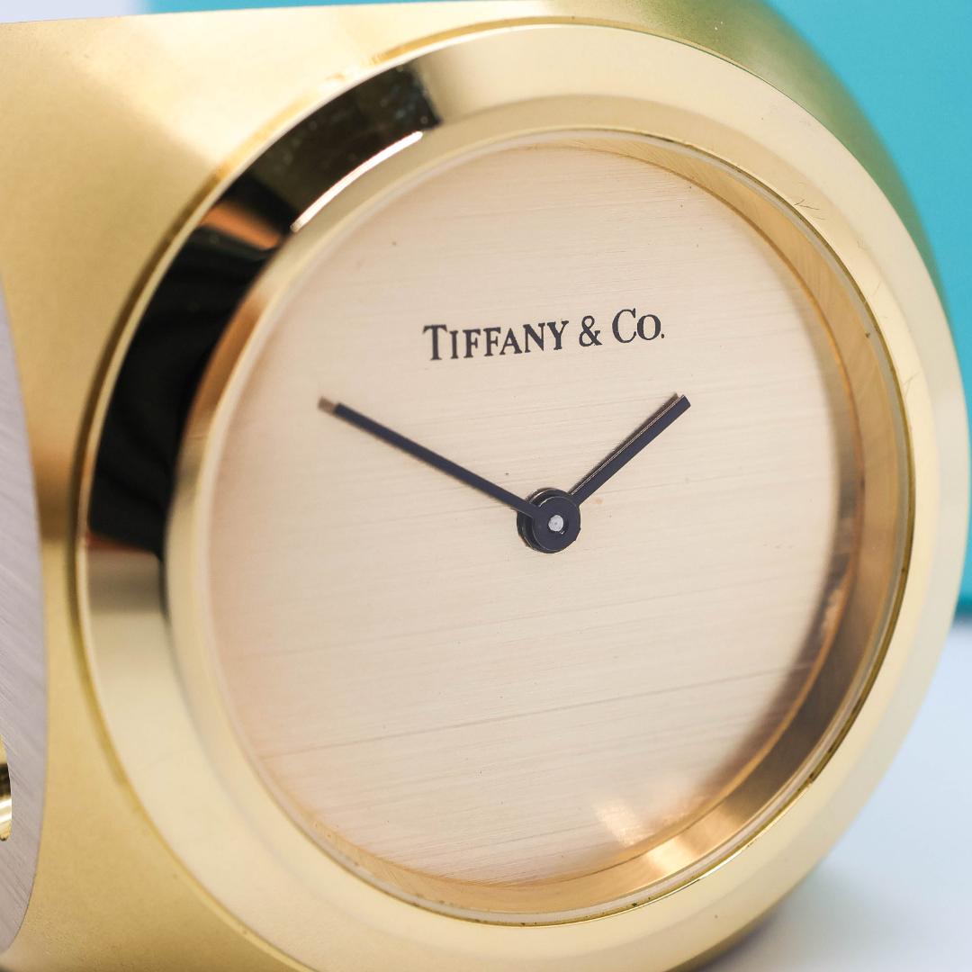 ジャンク品 Tiffany 置時計 サイコロ ゴールド テーブルクロック2464