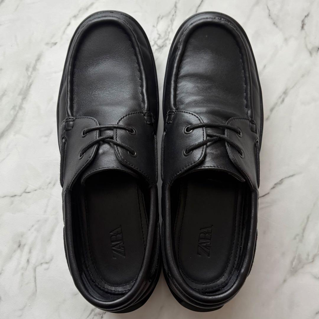 【美品】ZARA×Vibram レザー厚底シューズ