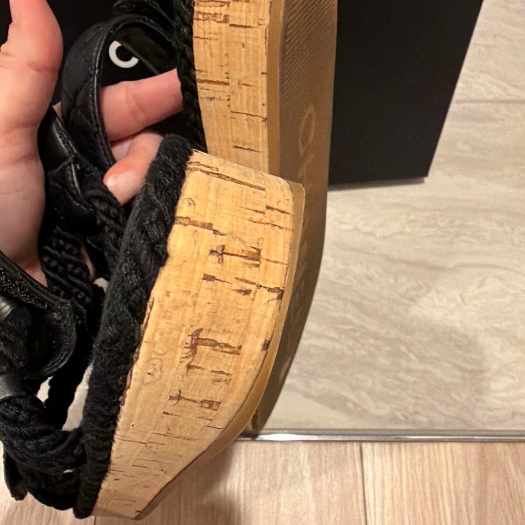 CHANEL ブラックサンダル エスパドリーユスタイル