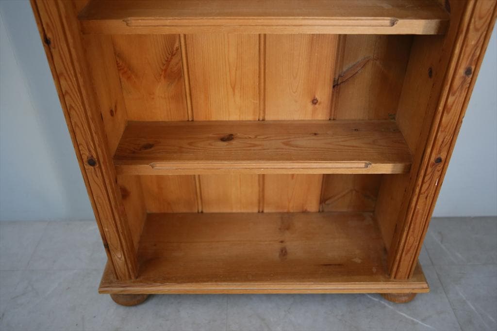 英国アンティーク木製ブックシェルフ/本棚/食器棚/飾り棚/収納ラック92-190