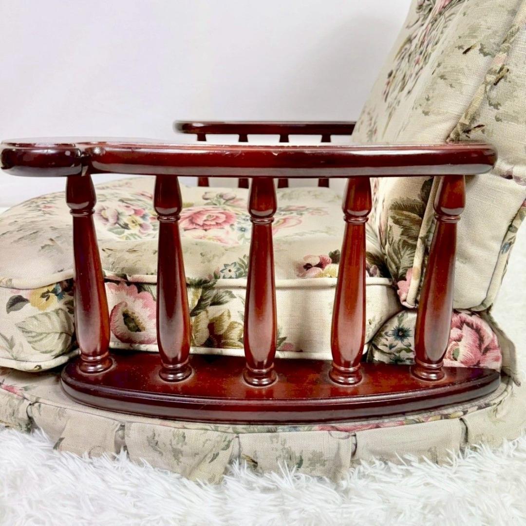 「カリモク家具？」コロニアム柄　回転座椅子　昭和レトロ　アンティーク