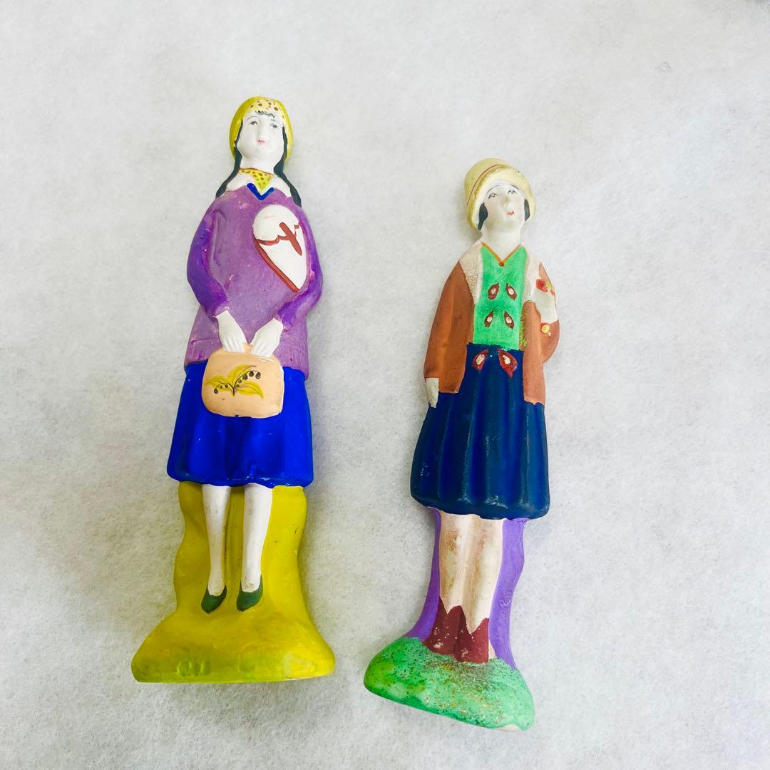 昭和初期 土人形 8体セット 郷土玩具 女性像 全長約15〜20cm 美品