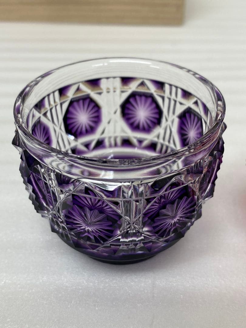 3-3248 復元　島津薩摩切子　色褪せガラス　切子猪口揃