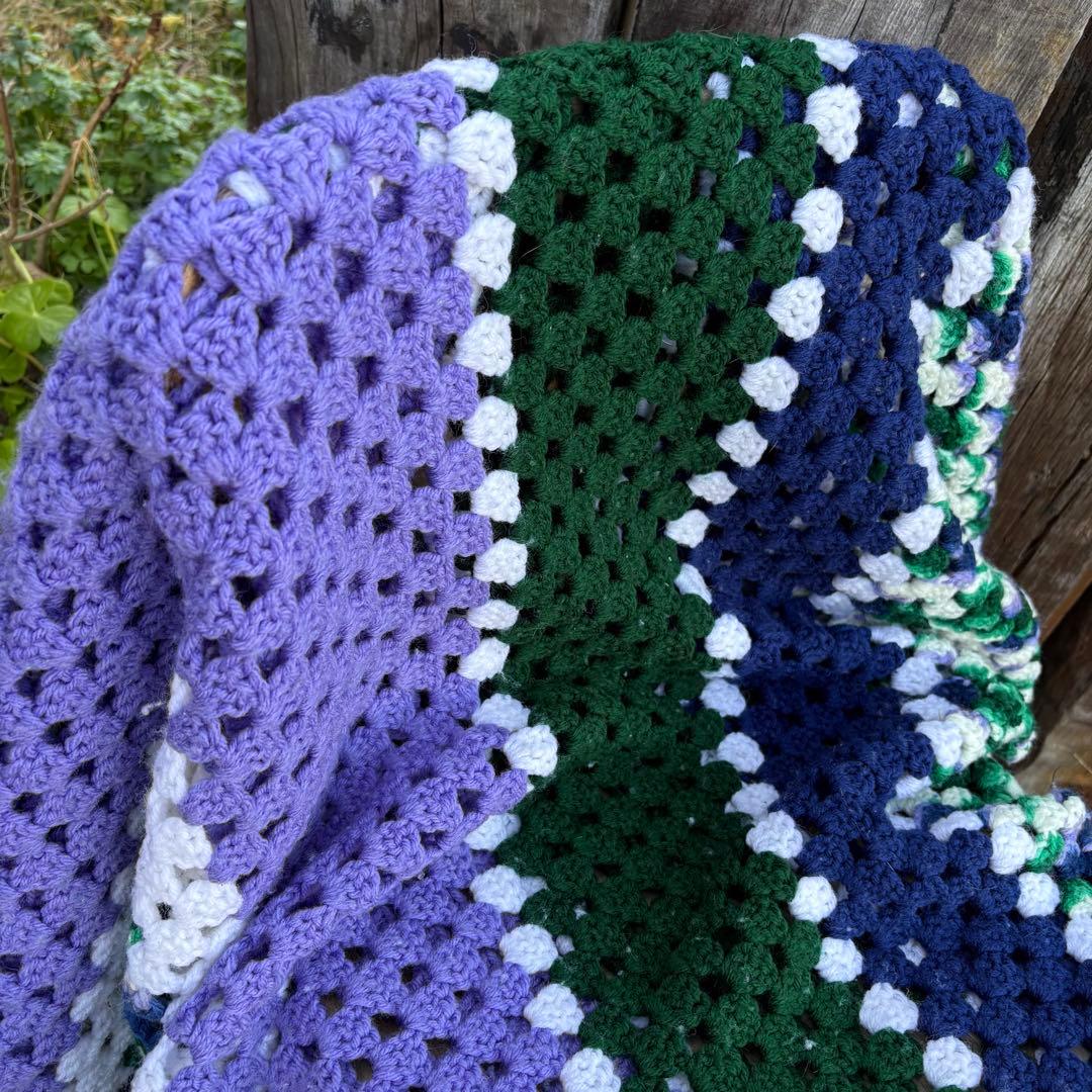 【USA vintage】グラニースクエア ブランケット ベッドカバー ラグ