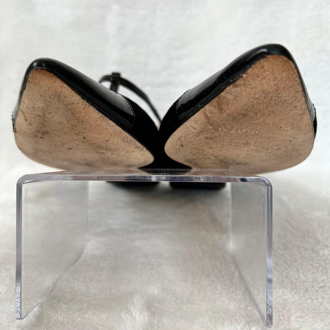 美品☆レペット 37 フラットパンプス Tストラップ エナメル スエード 黒