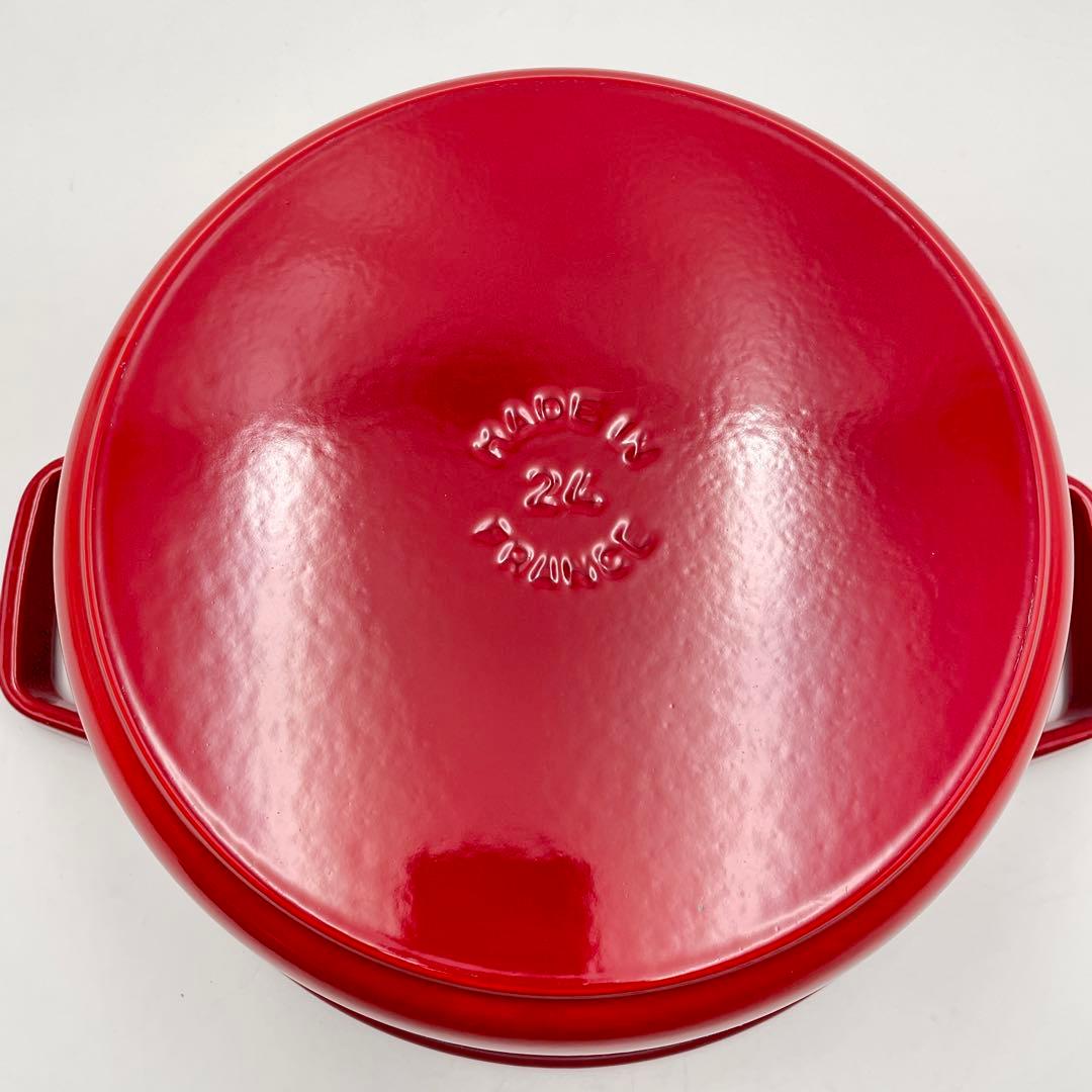 美品　STAUB ストウブ ココット ラウンド　24cm チェリー