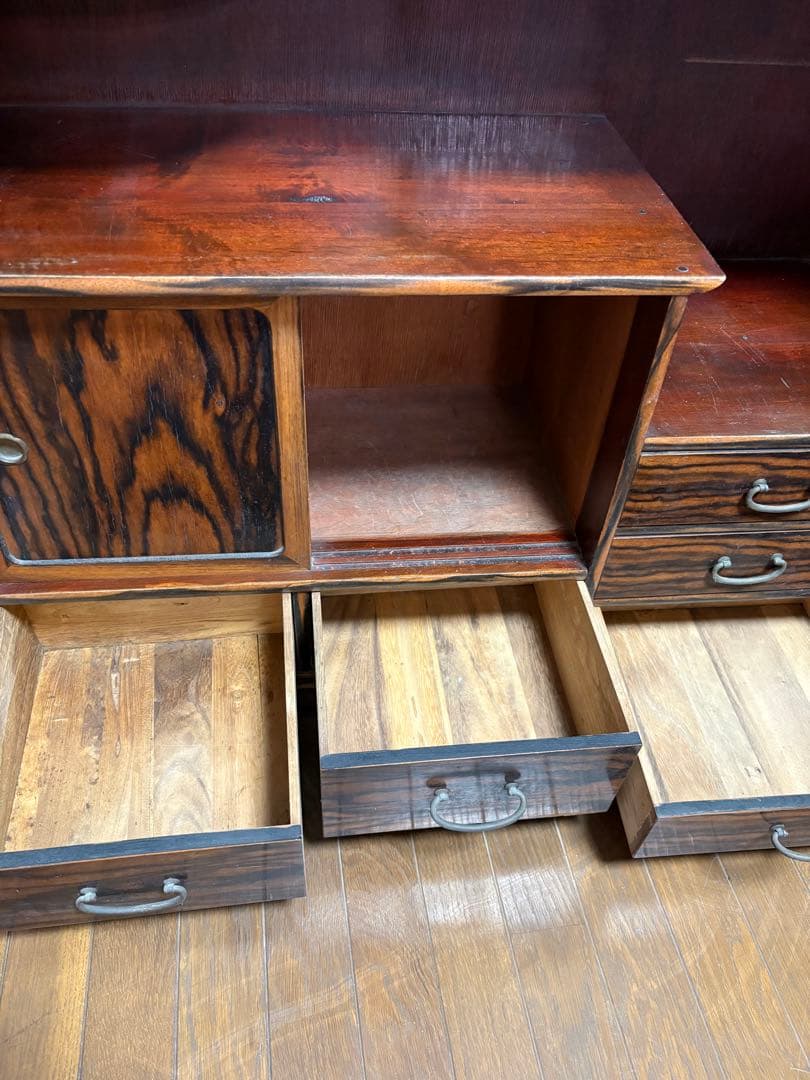 昭和レトロ 木製　アンティーク　箪笥 引き戸　古家具　和家具