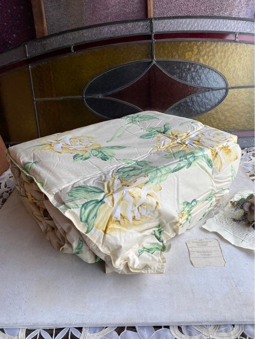 未使用 羽毛肌布団 寝具 インテリア 花柄 ダウン90% フェザー10%