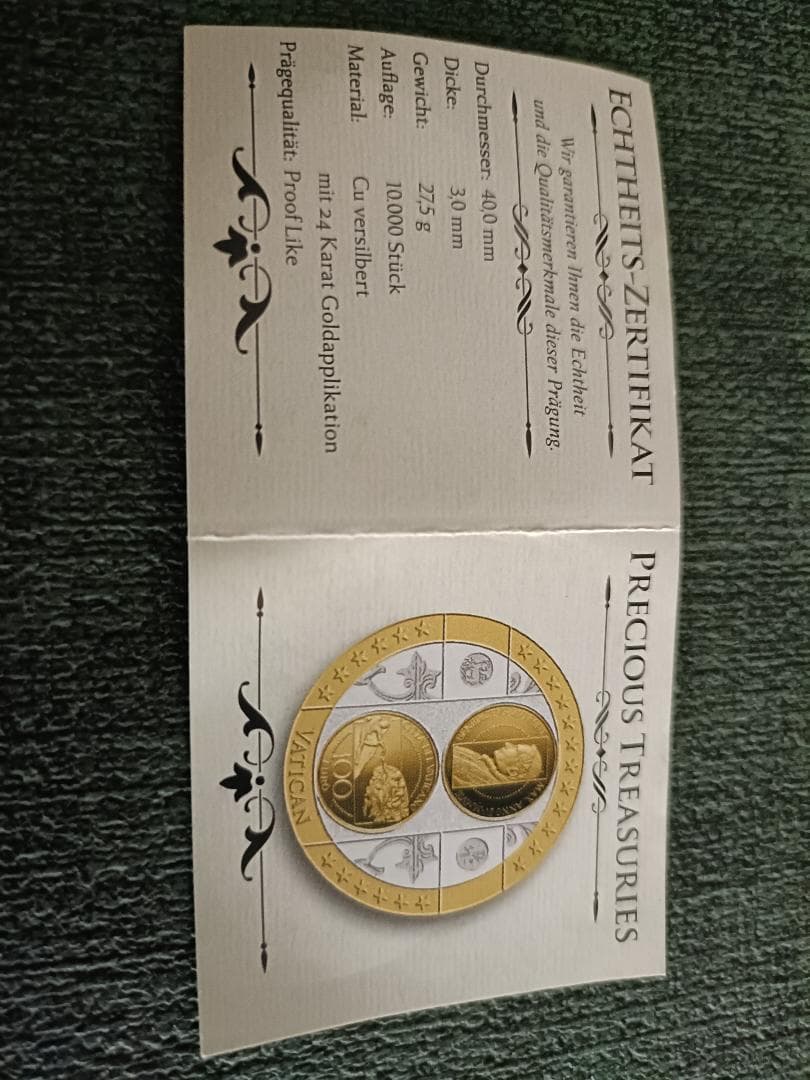 バチカン 40mm 銀メダル 証明書付き