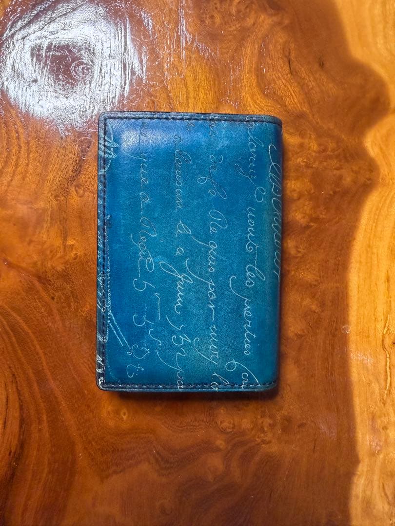 希少色 ベルルッティ Berluti 名刺入れ スクリット 青 カード入れ 美品