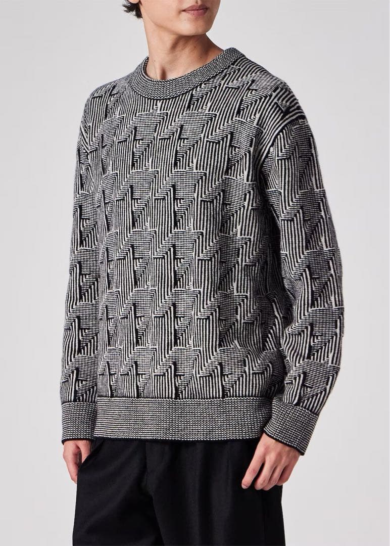 25AWビッグハウンドトゥース クルーネックニット