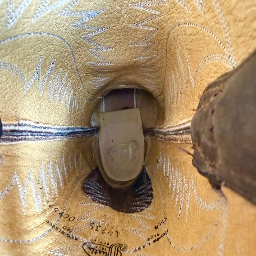 【美品】Justin ジャスティン ウエスタンブーツ（7,5）革靴　刺繍 茶